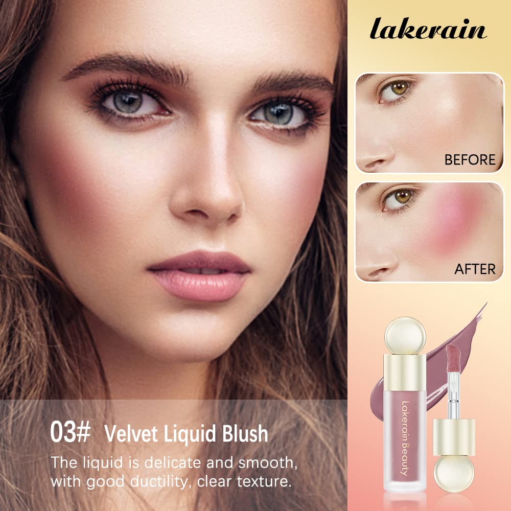 Liquid Blush Stick for Cheeks - Soft Velvet Cream Blush in Pink & Red - Natural-Looking Matte Finish, Waterproof & Long Lasting - Dewy Cheek Tint - Moisturizing & Lightweight Blendable Makeup (3#)