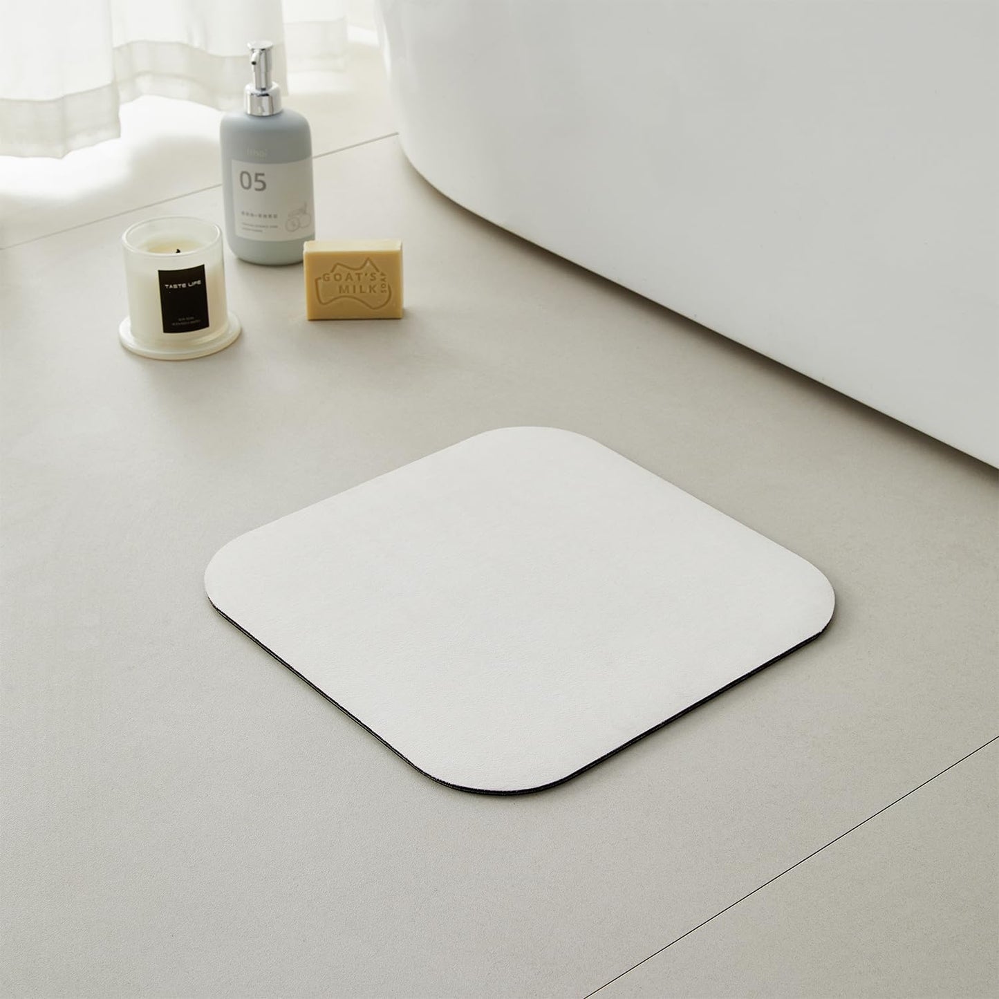 Small Bathroom Mat Quick Dry, Bathroom Rugs Non Slip Washable Thin Absorbent Bath Mat Fits Under Door Bathroom Floor Mat Perfect for Bath, Shower, or Sink 12"x12"/1'x1‘ White