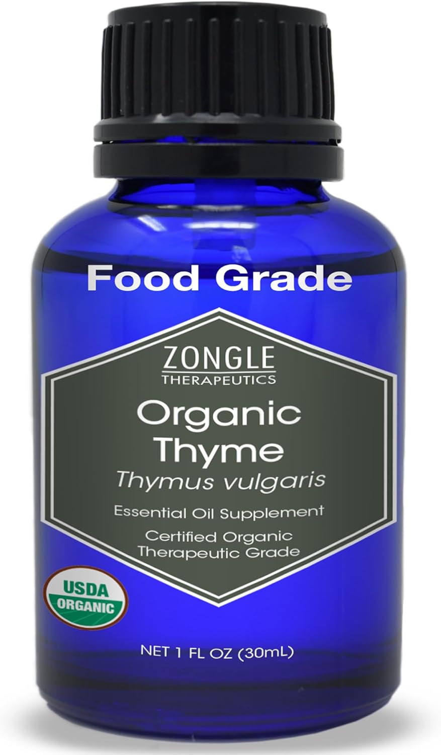Organic, Thyme Essential Oil, Food Grade – 100% Pure, Thyme Oil, by Zongle Therapeutics, 1 OZ