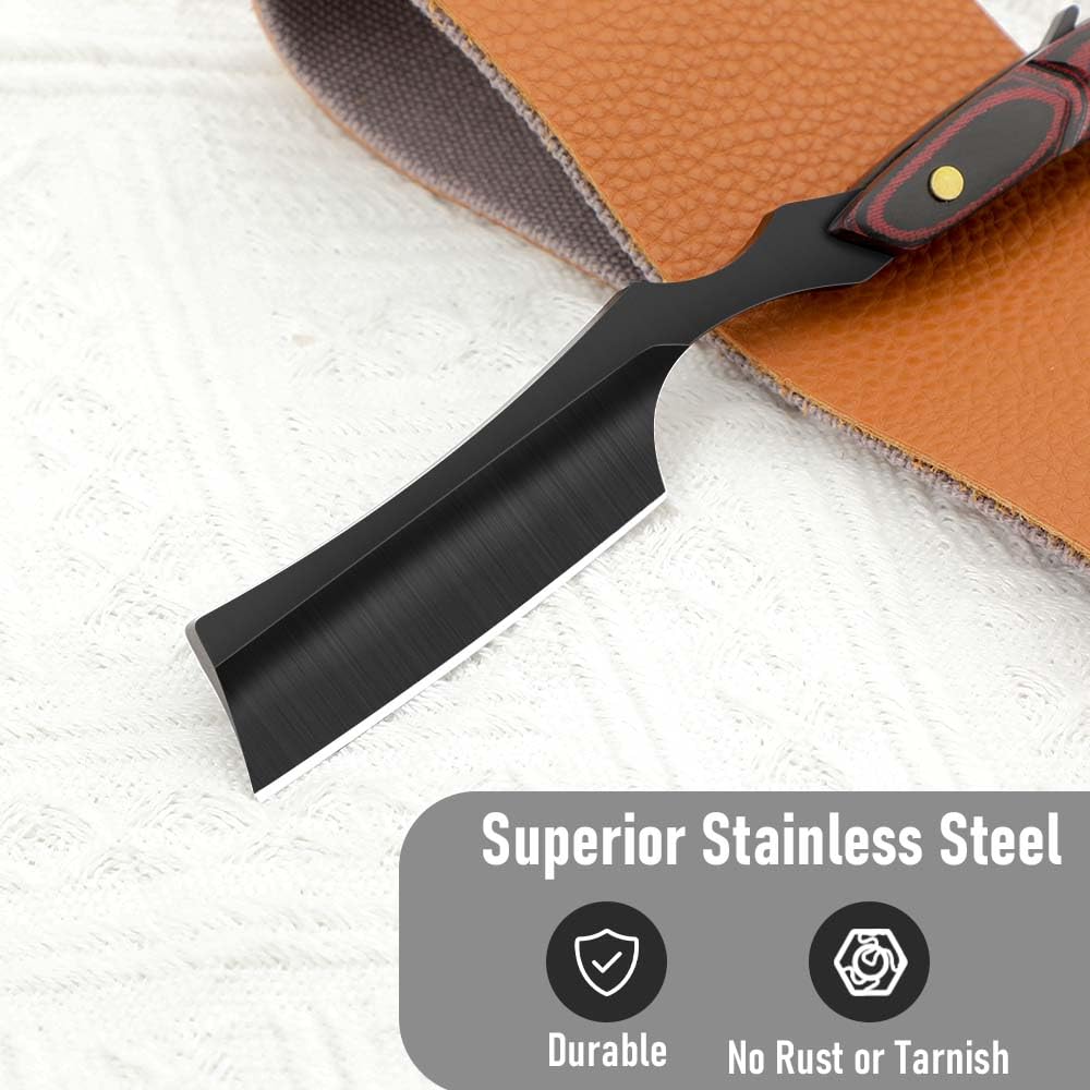 Straight razors for men,Straight Edge Barber Razor Premium Stainless Steel Shaver Razor with Shaving Strop for Men Home (NO.186-1)