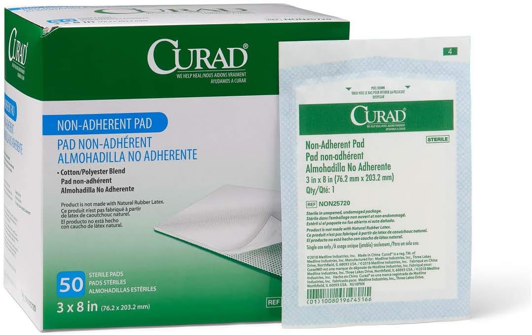 CURAD Sterile Non-Adherent Pad, 3x8 (Pack of 50)