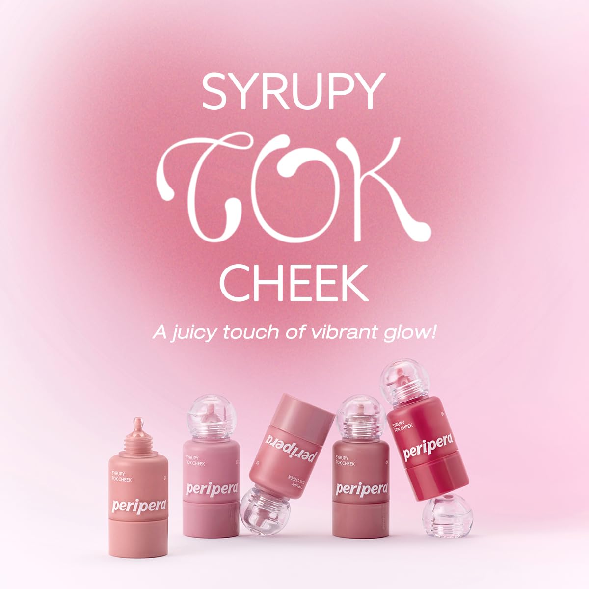PERIPERA SYRUPY TOK CHEEK 5 Colors, Liquid Blush, Dewy Finish and Hydrates All day, Soft Velvet Texture Face Cheek Tint (01 LIGHT PEACH, One Size)