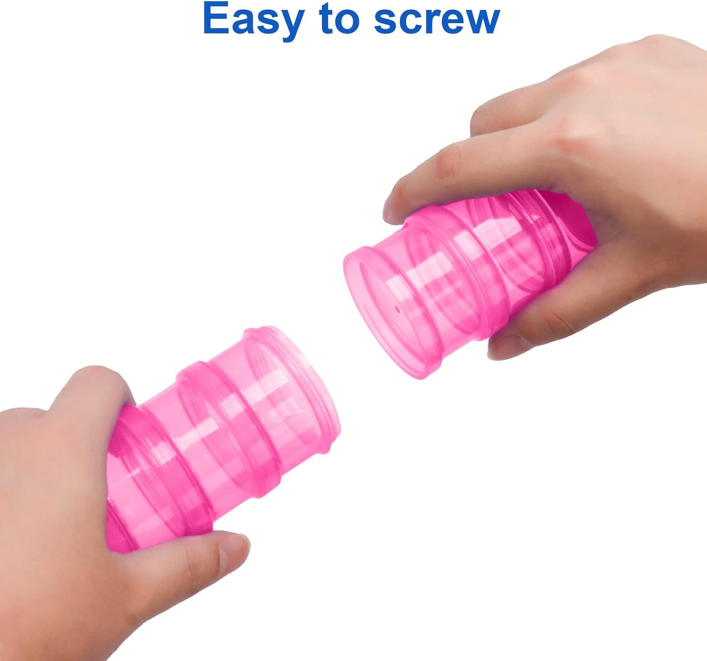 7 Day Pill Organizer Case Stackable Weekly Supplements Vitamins Pills Holder Dispenser Large Transparent Pink with Label and Extra Lid