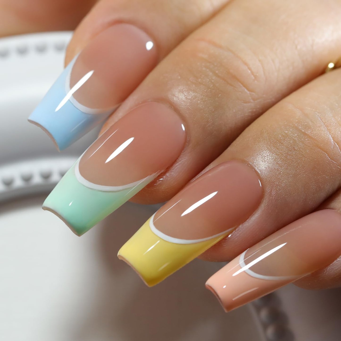 Double Rhythm Gel Nail Polish Set of 6 Colors Baby Light Pastel Milky Nail Polish Starter Kit Art DIY Salon Home (Yellow Pink Green Blue Orange Purple,Kit 6)