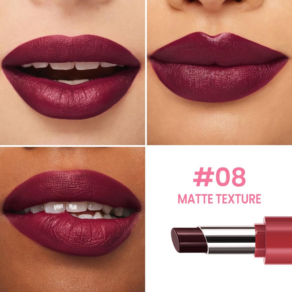 Honey Lipstick Tinted Lip Balm - Matte Tint Cream Lipsticks for All Skin Tones, Hydrating Lip Stain, Can be Buildable Blendable Nourishing Moisturizing Suitable for Women to Every Day Makeup 08