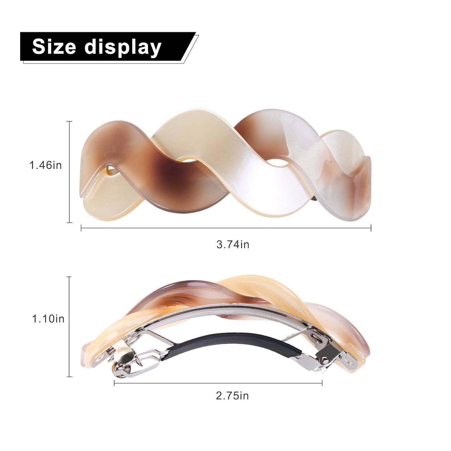 Hair Barrettes For Women - 3Pcs Large Barrettes for Thick Hair French Design with Beautiful Lines Elegant and Stylish - Perfect Hair Accessories for Thick Hair (tortoiseshell color1)