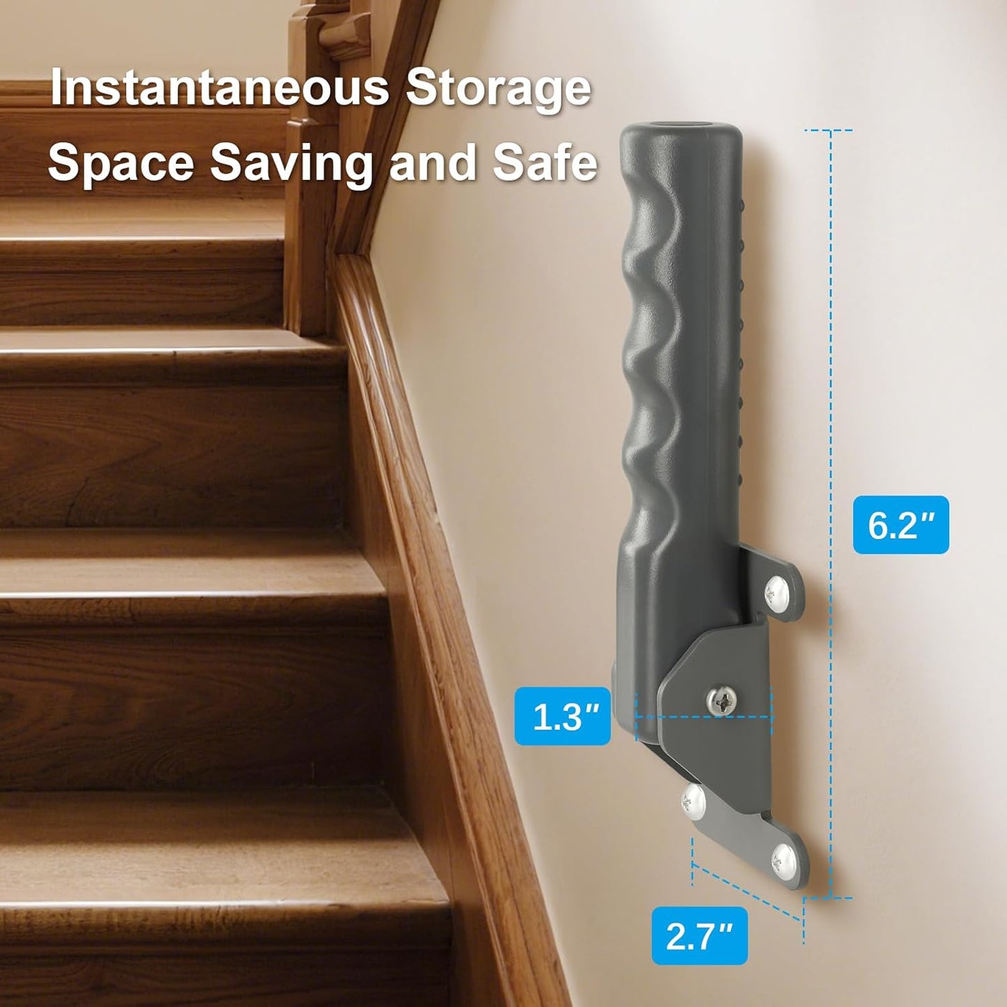 Flip a Grip Doorway Assist Handle - Safety Grab Bar for Elderly, Handicapped, 300LB Weight Suport, Non-Slip Stair & Doorway Stability Aid - Gray(for Hard Wall)