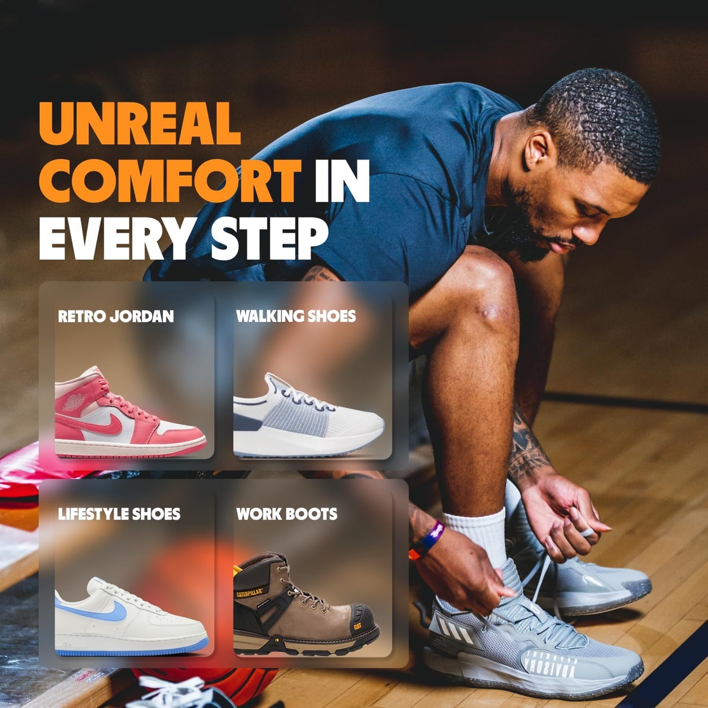 MOVE All Day Comfort Insole - Extra Plush Foam Insole for Stress Reduction on Feet, Knees, Back, Shock Absorbing, Walking, Foot Cushion, Comfort, Arch Support, and Work Boots (M5-5.5/WM6.5-7)