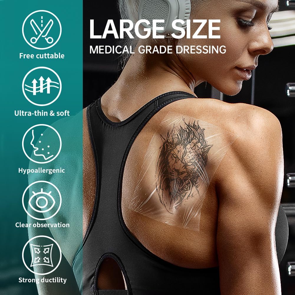 Dimora Waterproof Transparent Film Dressing, Large Clear Wound Bandages 6x8 inch 50 Pack, Post Surgical Skin Protector, Adhesive Medical Pad for Swimming,Showering,Tattoo Aftercare,IV Fixing