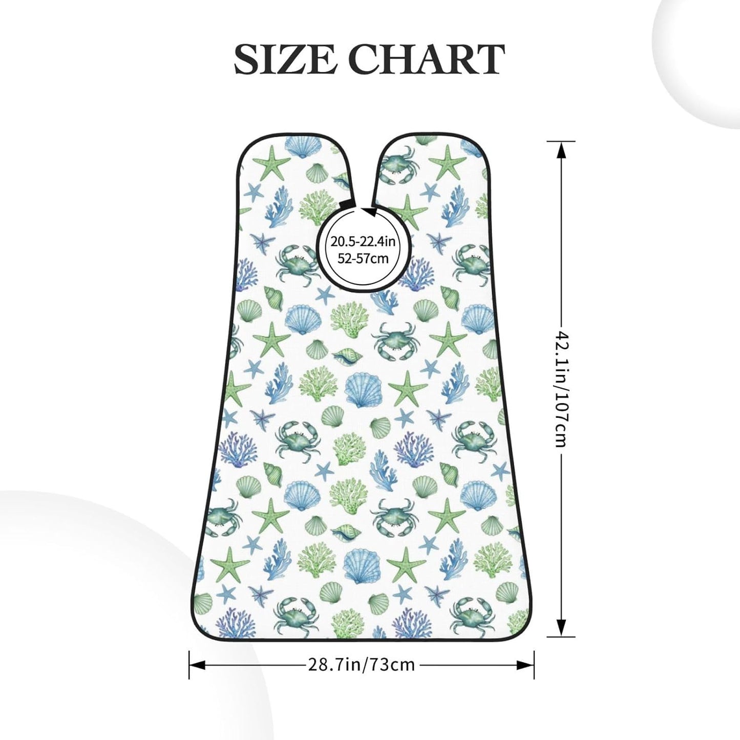Beard Shaving Cape with Suction Cups, Under Sea Ocean Starfish Shell Coral Crab Watercolor Shave Bib, Non-Stick Waterproof Hair Catcher, Grooming Bib for Men Husband
