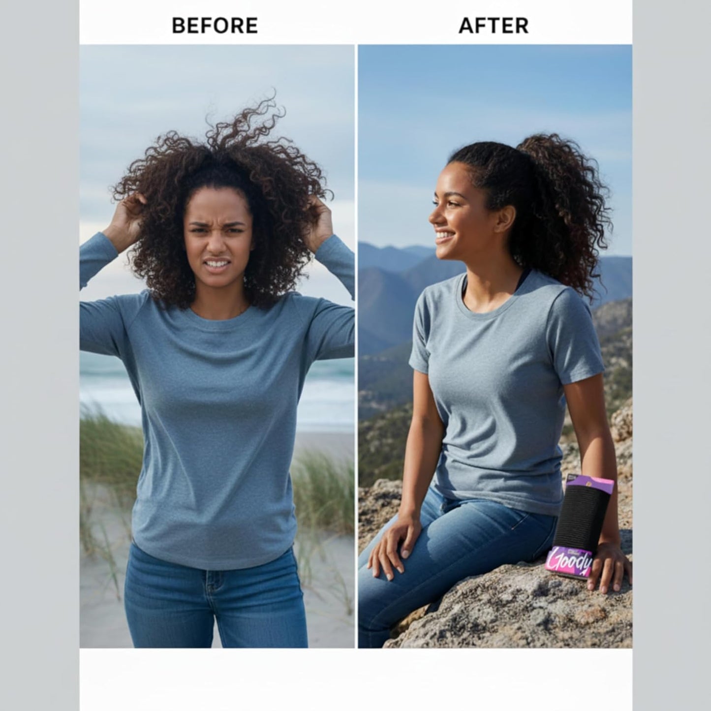 Goody Ouchless Hair Elastics – No Pull, No Breakage, Tangle-Free Hold for Thick, Curly, Coily & Textured Hair – 30 Count, Black, Long-Lasting Ponytail Holders for Women & Men