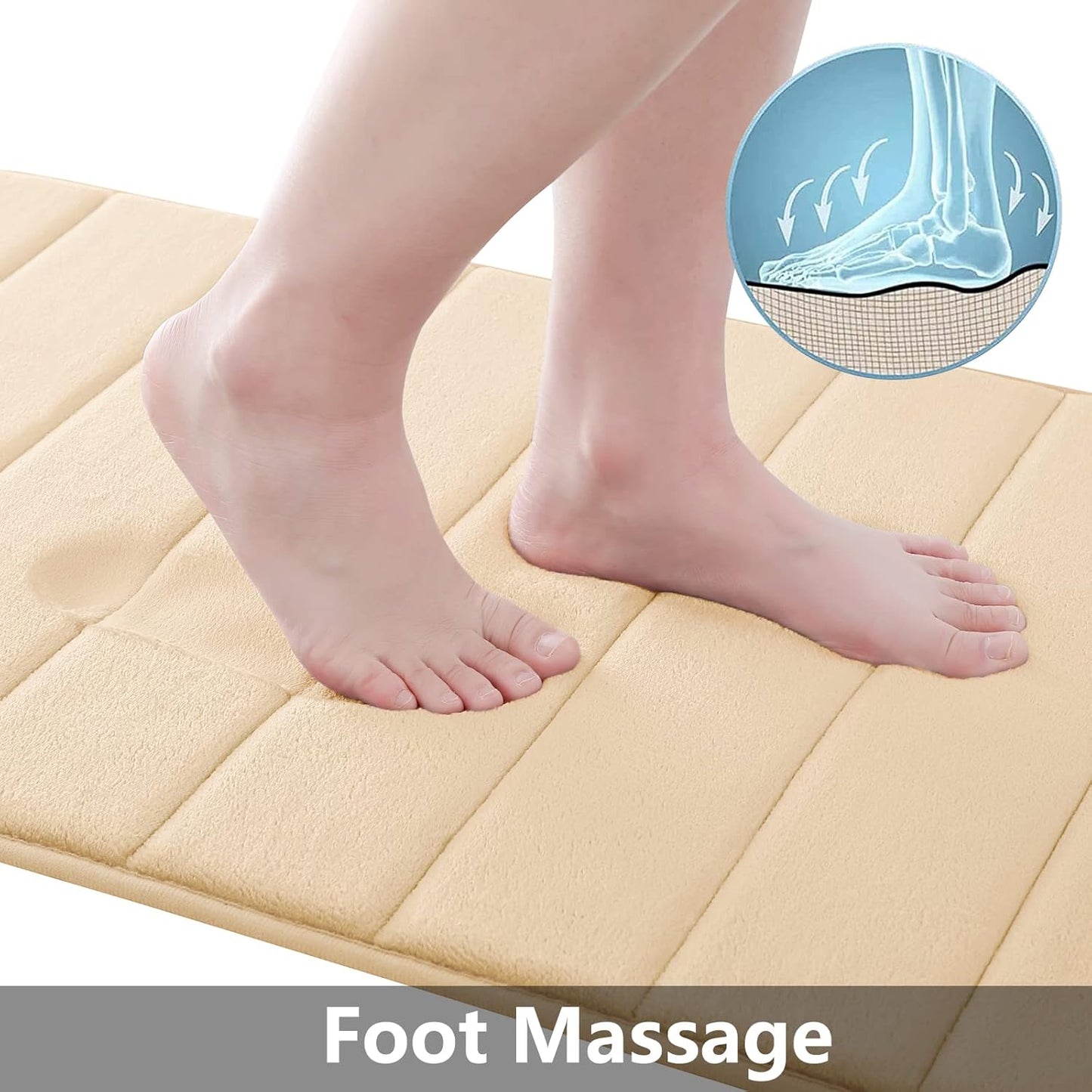 Buganda Memory Foam Bath Mat, 60" x 24", Ultra Soft and Non-Slip Bathroom Rugs, Water Absorbent and Machine Washable Bath Rug Runner for Bathroom, Shower, and Tub, Gold