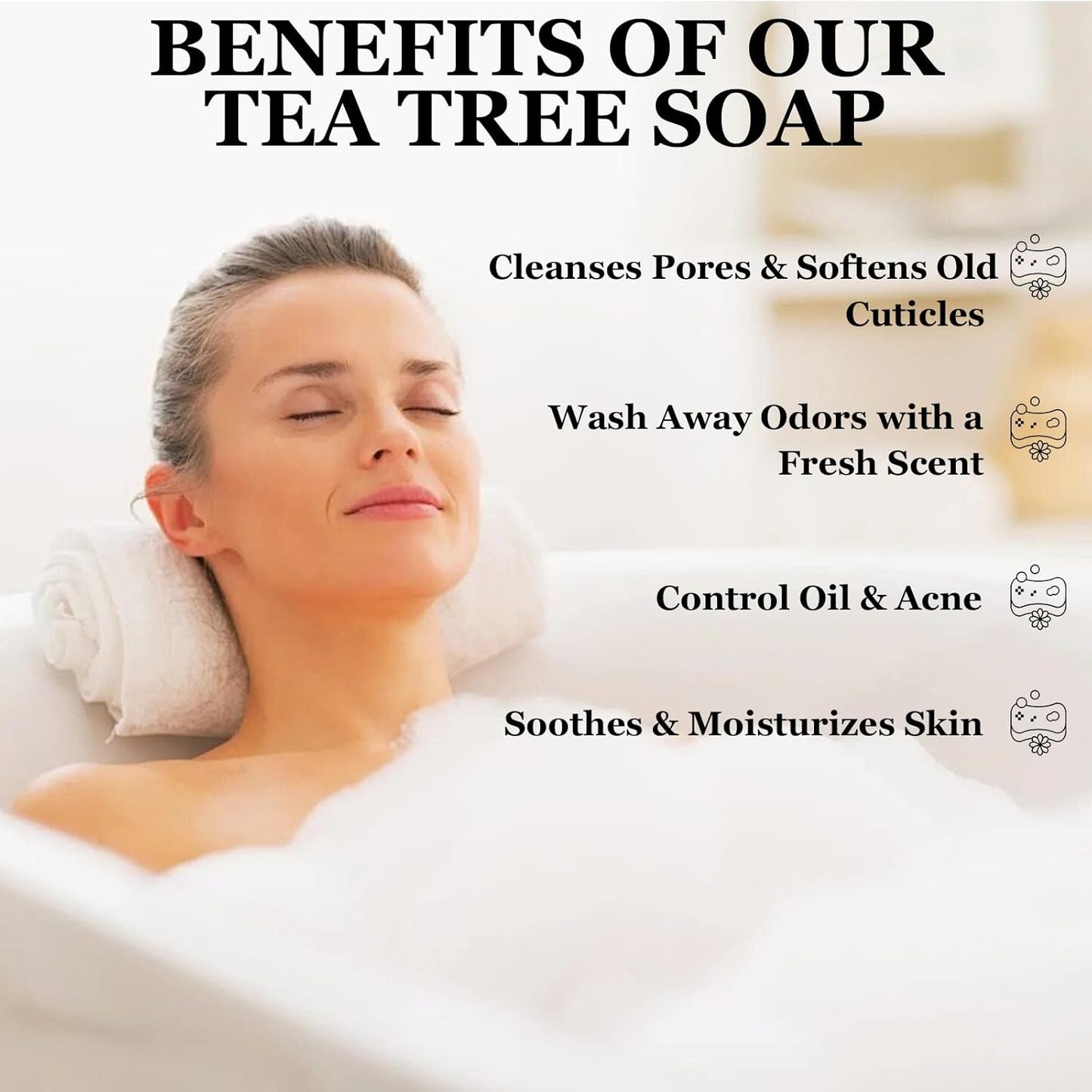 3PCS Tea Tree Soap, Tea Tree Relief Soap Bar, with Tea Tree Oil & Coconut Oil & Witch Hazel, Deep Pore Cleansing, Natural Herbal Foot Soaps Bar for Men & Women – 3.5 oz