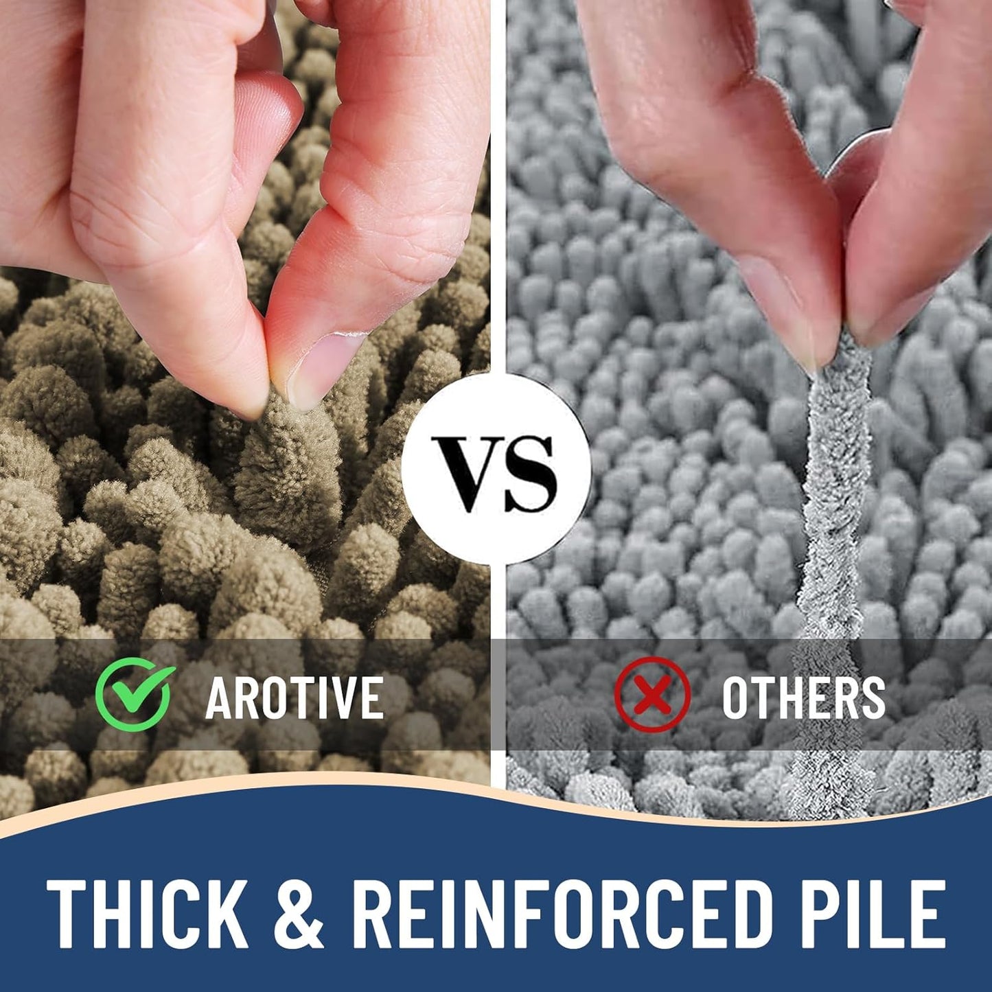 Arotive Luxury Chenille Bathroom Rug Mat, Extra Soft Thick Absorbent Shaggy Bath Rugs, Non-Slip Machine Wash Dry, Plush Bath Mats for Bathroom, Shower and Tub, 36x24, Camel