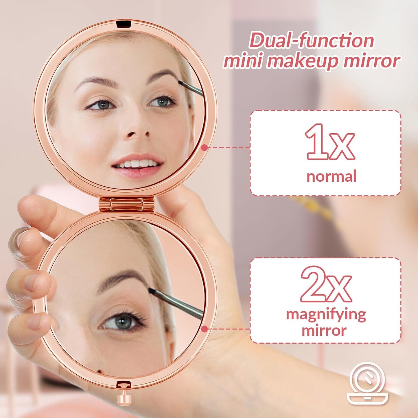 Personalized Compact Mirror – Custom Pocket Mirror with Name, Monogram Travel Purse Mirror for Women, Bridal Shower Favors & Bridesmaid Gifts, Portable Makeup Accessory (Birthday Flowers)