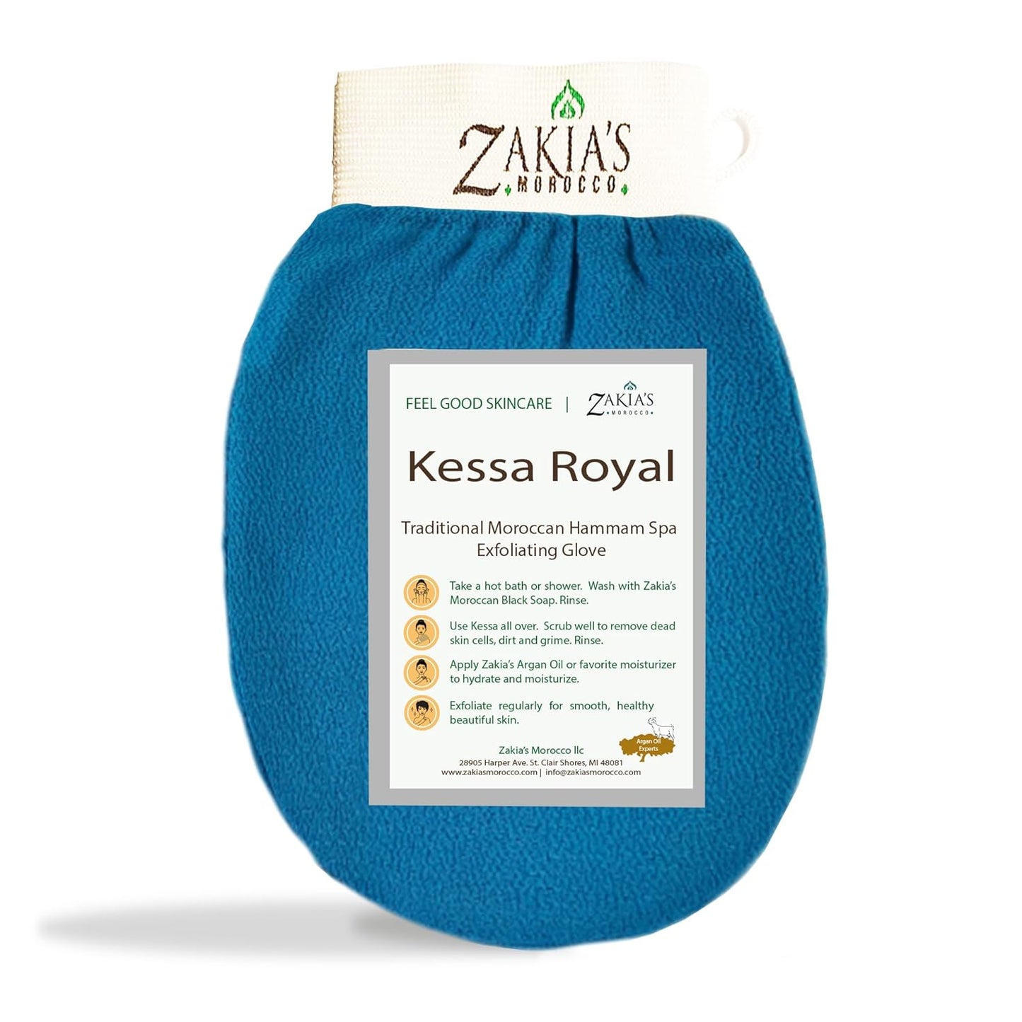 Original Kessa Exfoliating Glove - Teal Blue - Microdermabrasion Exfoliating Mitts, Removes unwanted dead skin, dirt and grime and Keratosis Pilaris. Great for spray tan removal. 1 unit