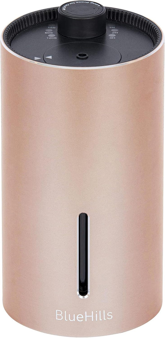 BlueHills Waterless Cordless Car Essential Oil Diffuser Aromatherapy Mini Compact Diffuser for Oils Large Room Portable USB Travel Battery Operated Rechargeable Hotel Home - J04 Rose Gold
