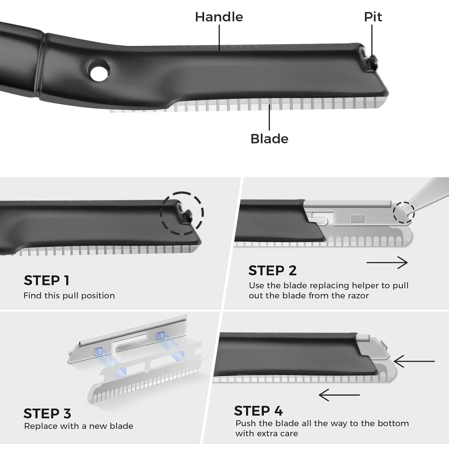 ZOMCHI Dermaplaning Razor Refills, Set of 10 Replacement Blades, Wide Distance, Metal, Plastic Free, Eyebrow Razor Blades