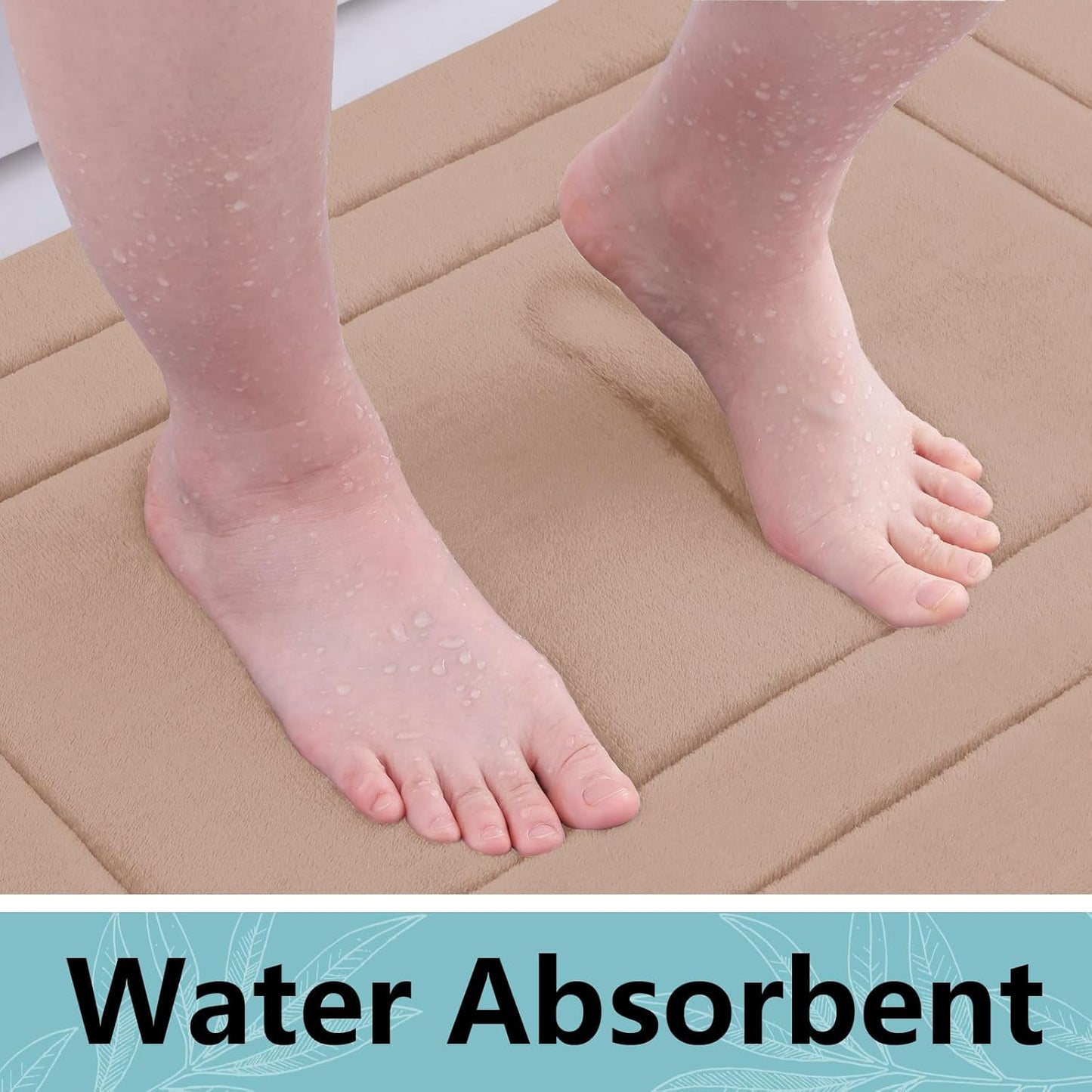 Arotive Memory Foam Bathroom Rug Mat 30x20, Ultra Soft and Absorbent Bath Mat, Machine Wash Dry, Comfortable Bath Rug Carpet for Bathroom Floor, Tub and Shower, Camel