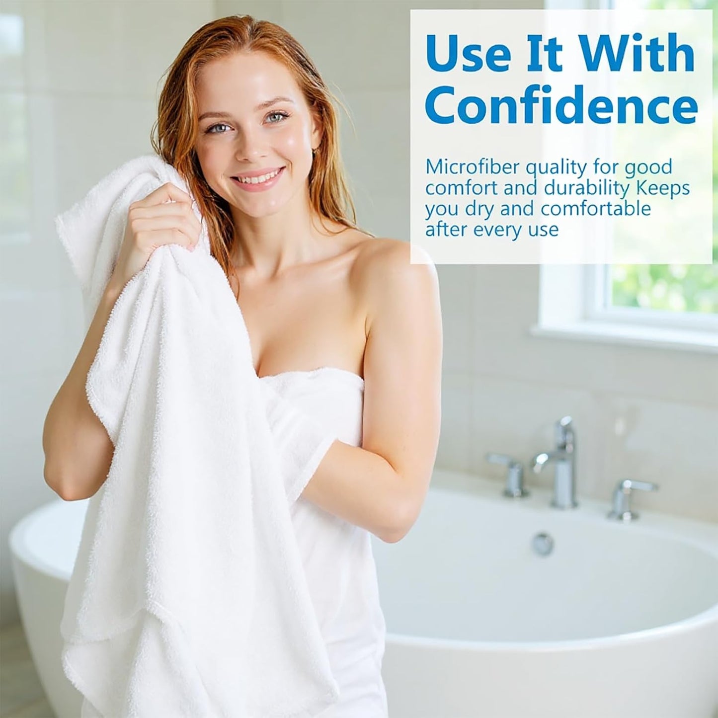 8 Pack Microfiber Bath Towels Bulk 27'' x 60'' Oversized Size Bath Towel Highly Absorbent Extra Large Soft Drying for Shower Beach Salon Winter Sport Spa Gym (Simple,White)