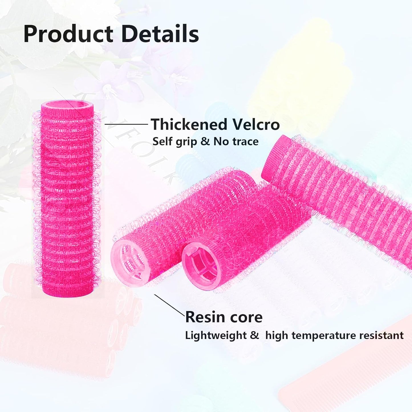 18PCS Self Grip Small Hair Curlers Heatless Roller Hair Curlers Pro Salon Hairdressing Curler DIY Curly Hairstyle Hair Rollers Tools Rat Tail Comb for Women Medium Short Hair(Rose red)