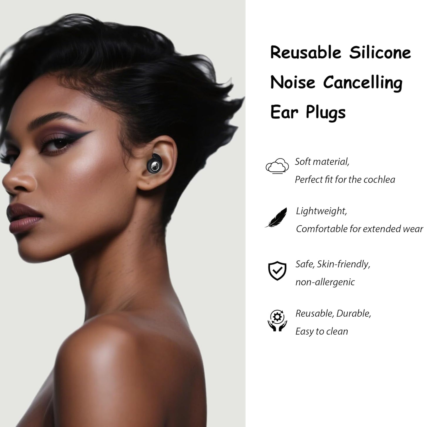 Noise Cancelling Ear Plugs for Sleeping, Reusable 45db Ear Plugs for Noise Reduction, Hearing Protection Earbuds with 8 Ear Tips, Washable Silicone Earplugs for Concert, Travel and Work