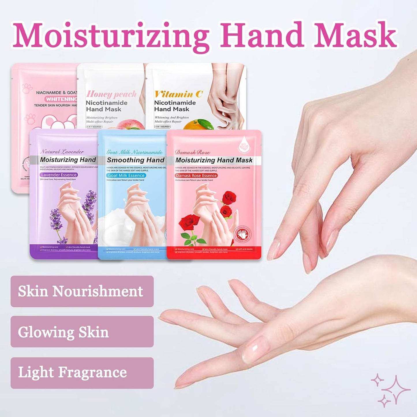 Hydrating Hand Masks, 6PCS Hand Mask Moisturizing Gloves for Men Women, Smooth Long Lasting Soft Exfoliating Hand Peeling Spa Mask Moisturizer Beauty Gift Set for Dry Cracked Rough Dull Hands（A)
