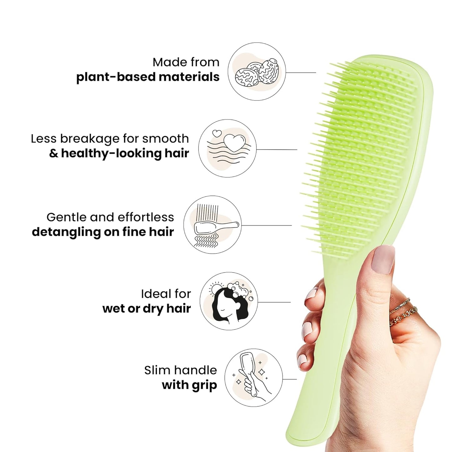 Tangle Teezer Plant-Based Ultimate Detangler Brush, Dry & Wet Hair Brush, Eliminates Knots & Reduces Breakage for Color-Treated, Fine & Fragile Hair Types, Matcha Green