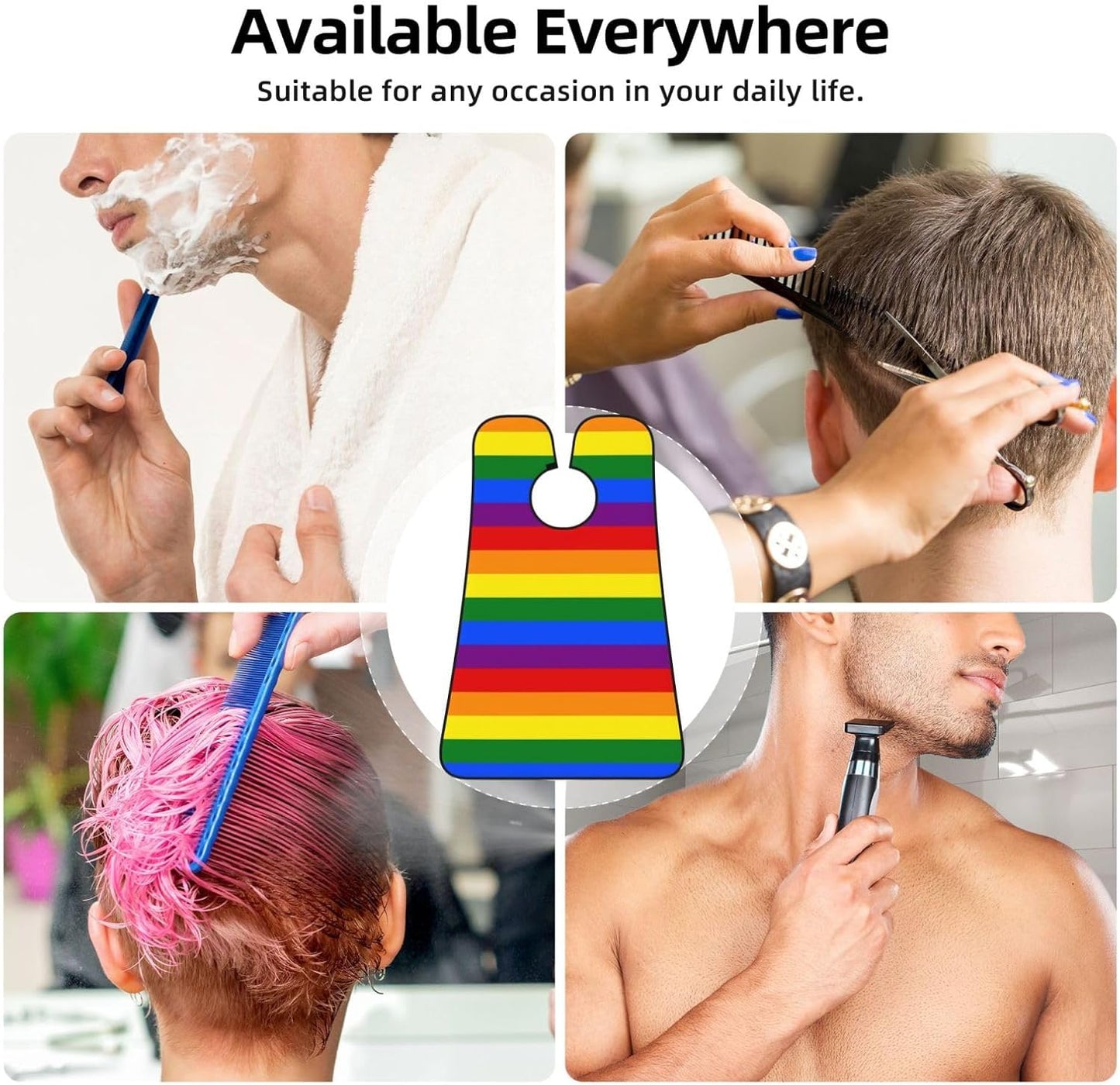 Non-Stick Beard Shaving Bib, Hair Catcher Apron with Suction Cups, Waterproof Grooming Tool for Men Husband, LGBT Pride Flag Rainbow Shave Bib