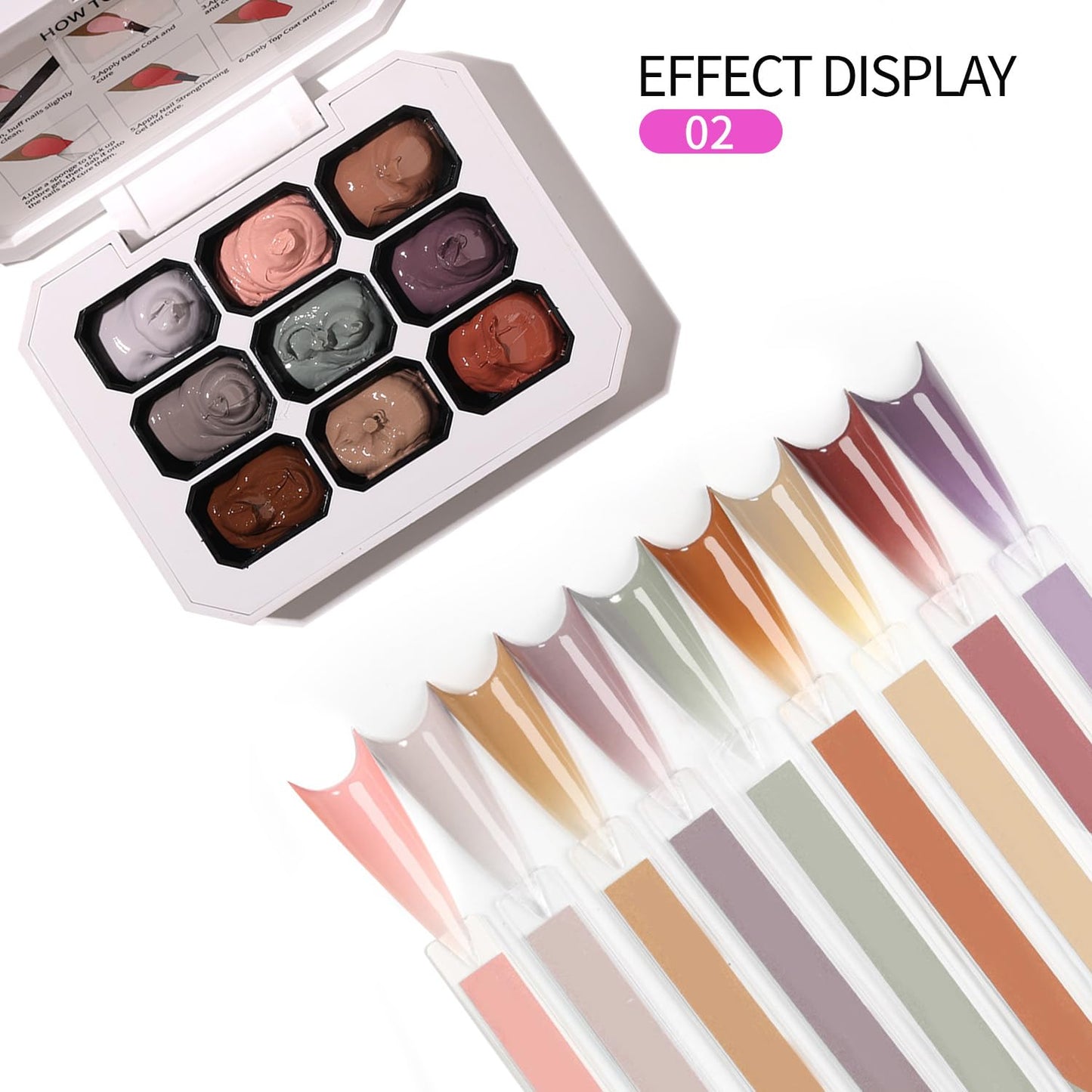 9 Colors Set Ombre Gel Nail Polish,Gradient Painting Gel for Nails with 100Pcs Nail Sponges for 3D Nail Art in Salon or Home Use (omber-02)