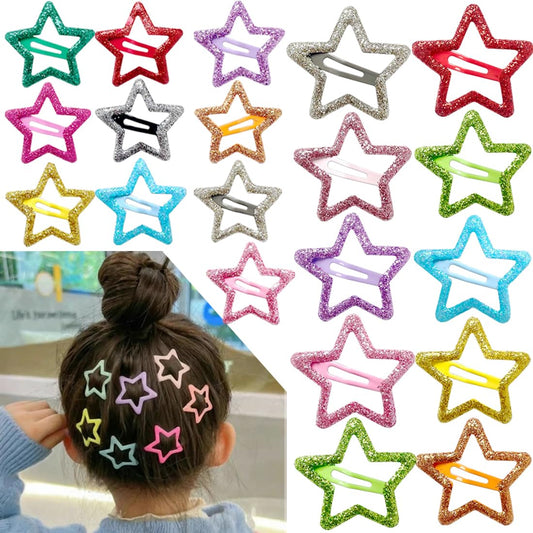 20 PCS Sparkling Star Hair Clips - Non Slip Metal Star Hair Accessories for Girls & Women