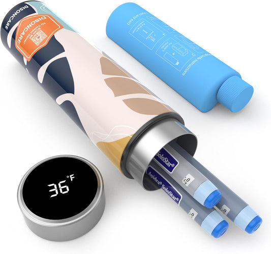 DISONCARE Odyssey 60H Insulin Cooler Travel case Digital Display Medication Cooler for Medicine Travel TSA Approved Ice Pack Diabetic Medical Cooler Diabetes Bag EpiPen with QR Medical Tag（Monstera）