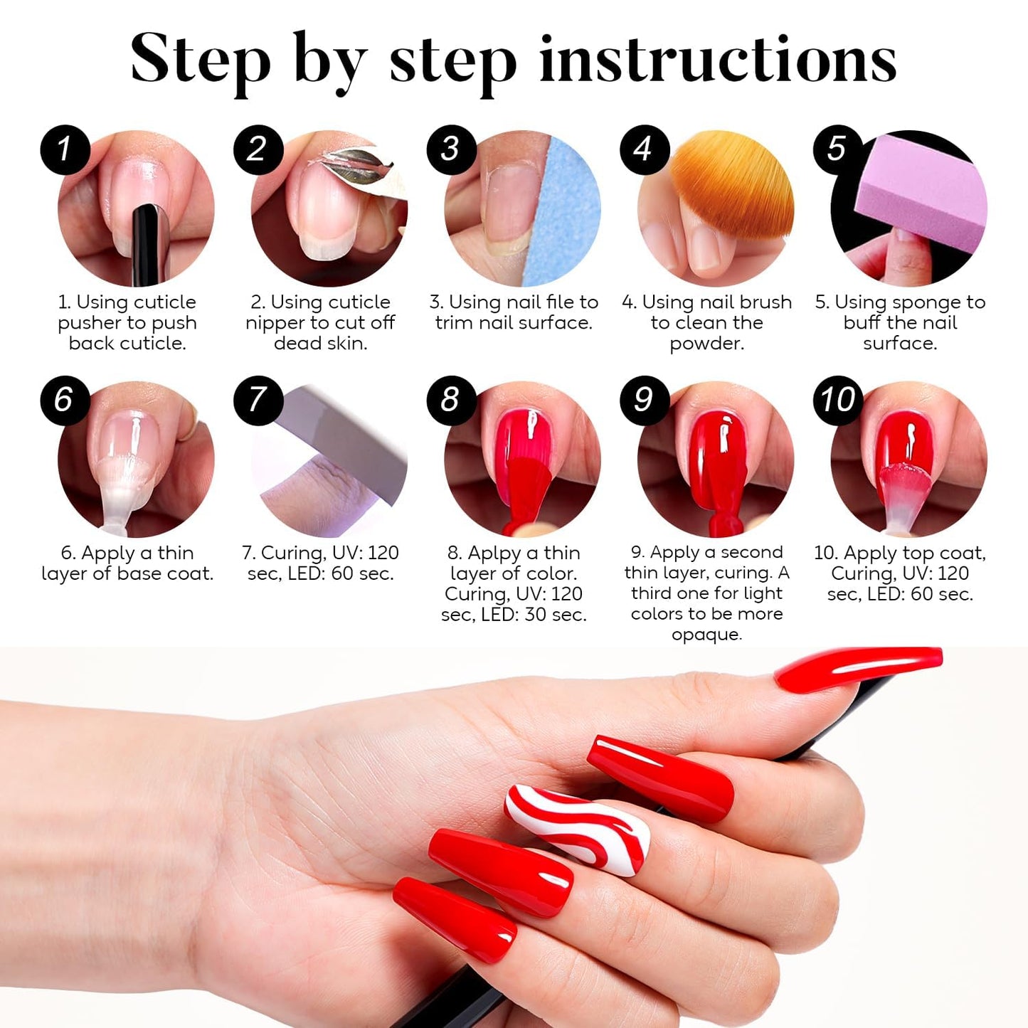 Nicedeco Hema Free No Wipe Gel Top Coat and Base Coat Set 2 Pcs 15ml Low Odor Cruelty Free Vegan Gel Nail Polish Glossy Shine Long Lasting Gel Base Top Coat