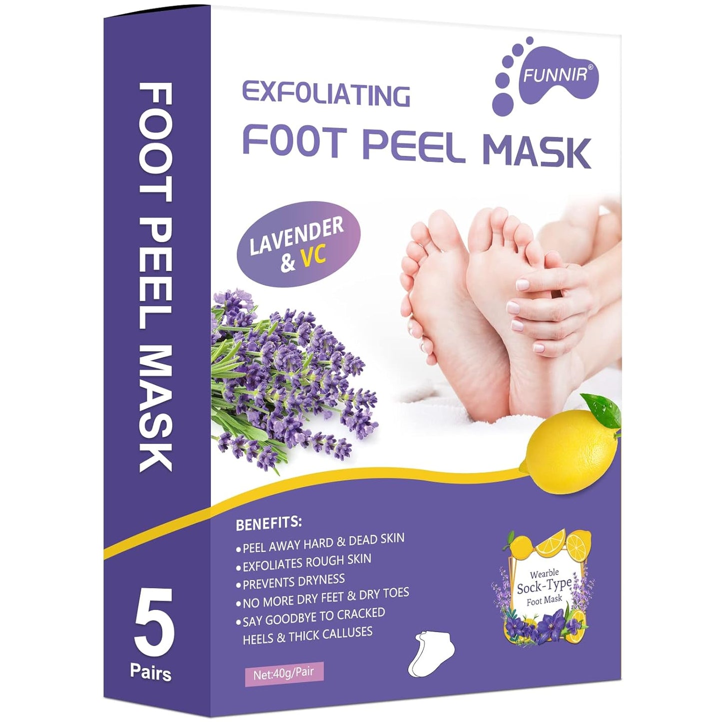 Foot Peeling Mask (5 Pack) Exfoliant for Peeling Off Calluses, Natural Exfoliator for Dry Dead Skin, Callus, Repair Rough Heels Soft Smooth Touch