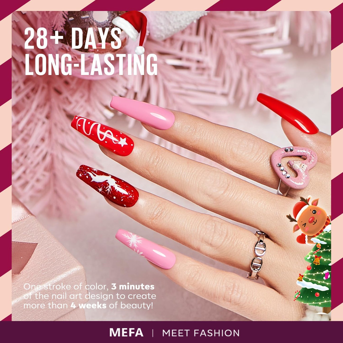 MEFA Christmas Gel Nail Polish Set, 12 Colors Pink Red Gel Polish Set Shimmering Gold Silver Glitter Nail Polish Soak Off Purple Nude White Brown Gifts for Girl DIY Salon Home Manicure