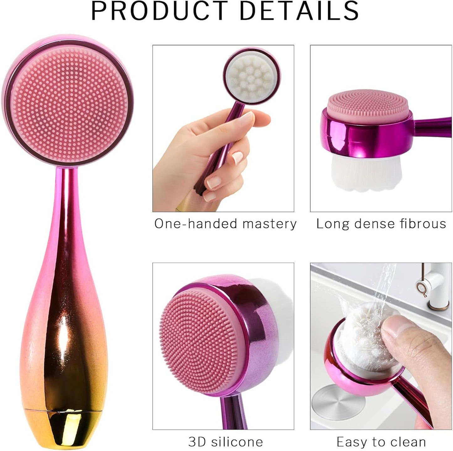 Face Brush 2 in 1, Facial Cleansing Brush Double Sides, Facial Exfoliation Scrub Brush Silicone Manual Face Scrubber Brush for Gentle Deep Pore Cleansing, Skincare (Gold, 2 Pack)