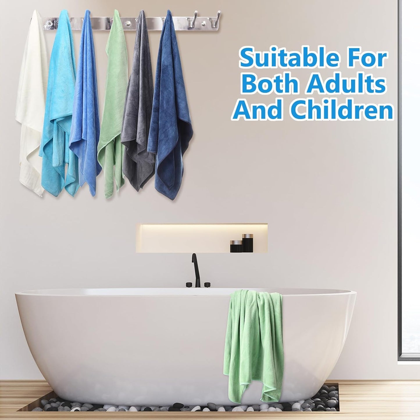 16 Pack Microfiber Bath Towels Bulk 27'' x 60'' Oversized Size Bath Towel Highly Absorbent Extra Large Soft Drying for Shower Beach Salon Winter Sport Spa Gym (Simple,Multicolor)