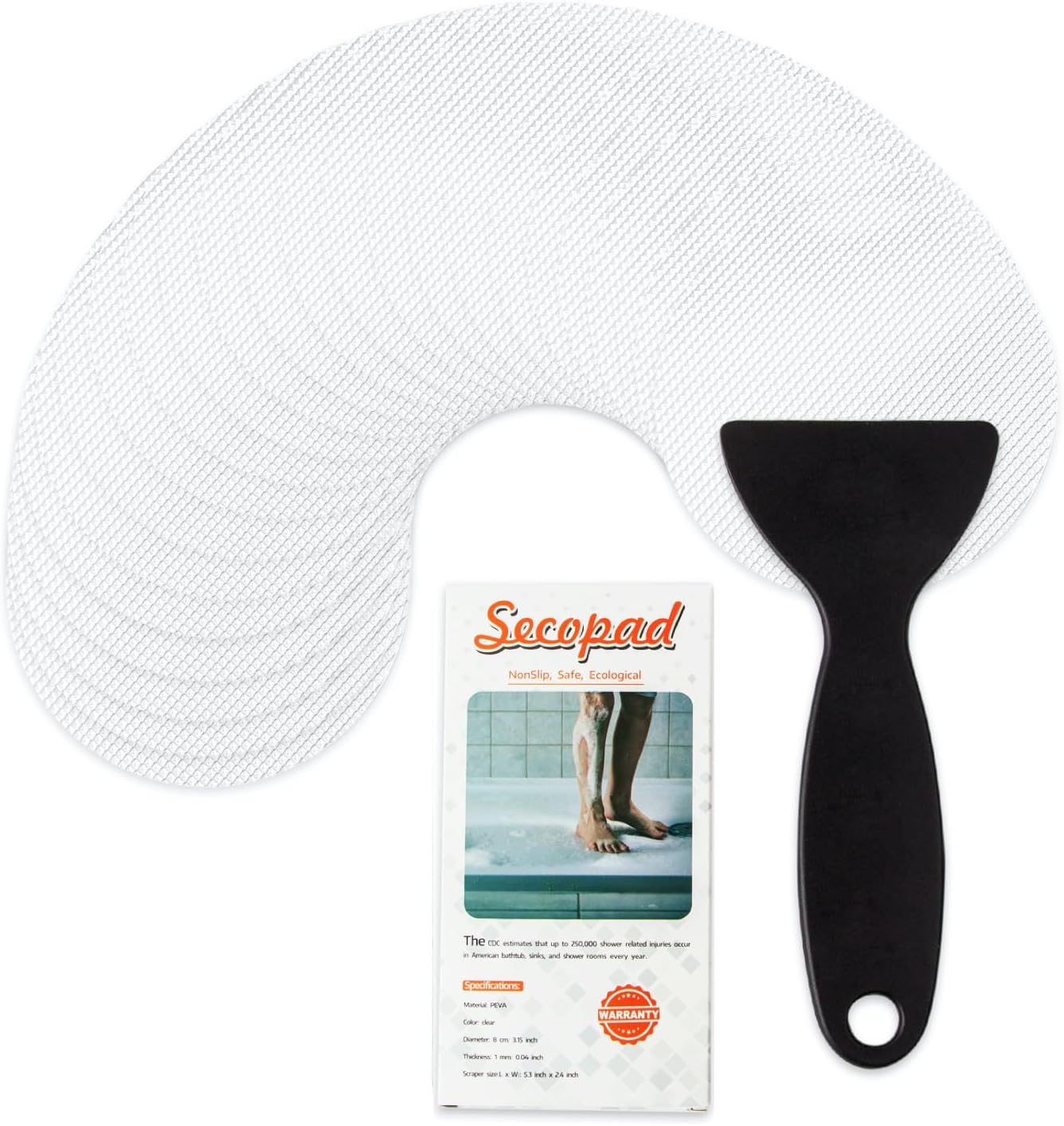 Non-Slip Bathtub Stickers, 24PCS Safety Bathroom Tubs Showers Treads Adhesive Decals Scraper