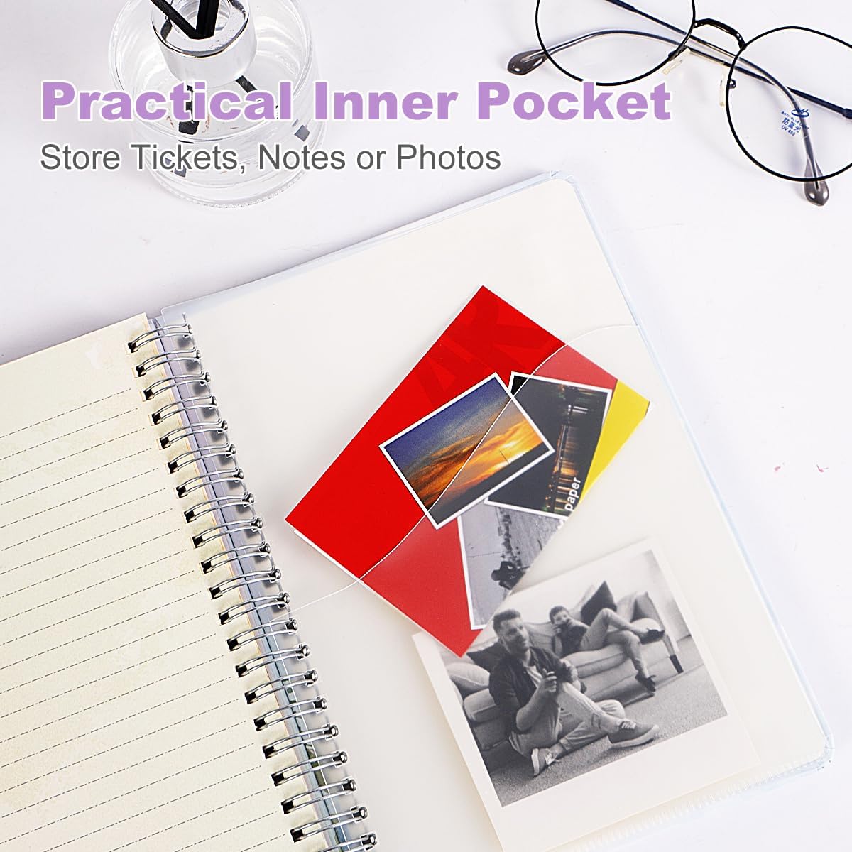 SIIXU Unique Floral Spiral Notebook - A5 Hardcover 160 Pages with Beautiful Art Pages, College Ruled for Memo Writing, Daily Poetry Journal, Junk Journal & School Supplies, Purple