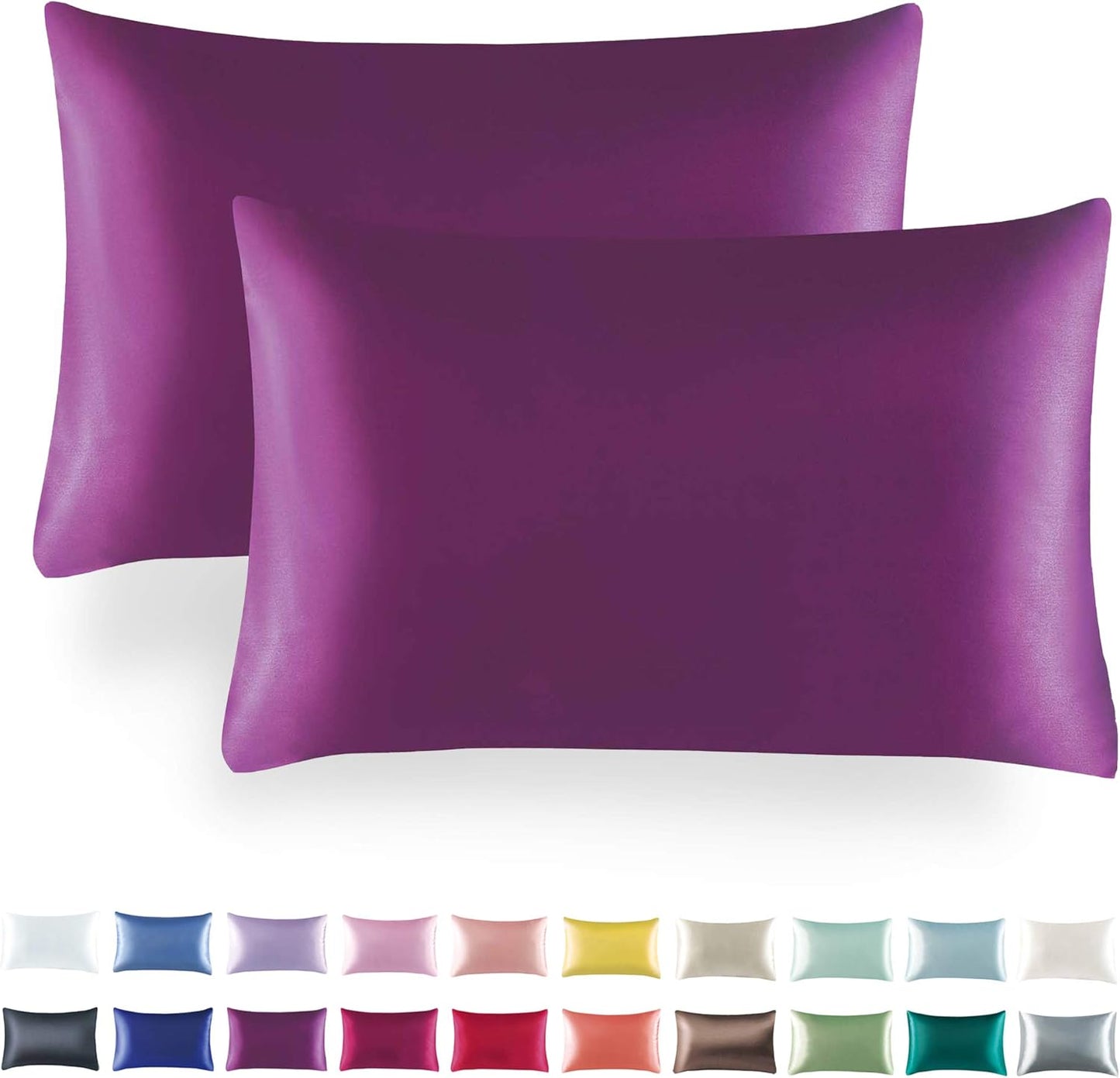 Tyfitb Satin Pillowcase Set for Hair & Skin Care – Cooling, Hypoallergenic, Anti-Frizz, Wrinkle-Free – Soft, Luxurious Pillowcases with Envelope Closure – 2-Pack, Queen Size 20x30, Gift-Ready