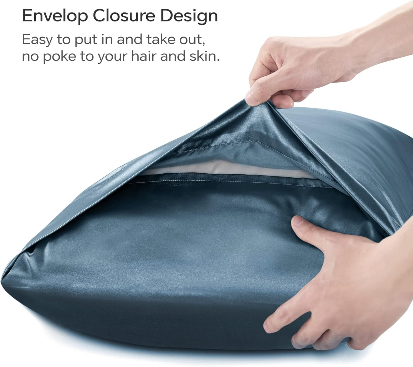 BEDELITE Satin Body Pillow Cover 2 Pack, Super Soft and Cooling Body Pillow Pillowcase for Hair and Skin, Breathable Silky Full Long Pillowcase Cover(20"x54", Bluesteel)