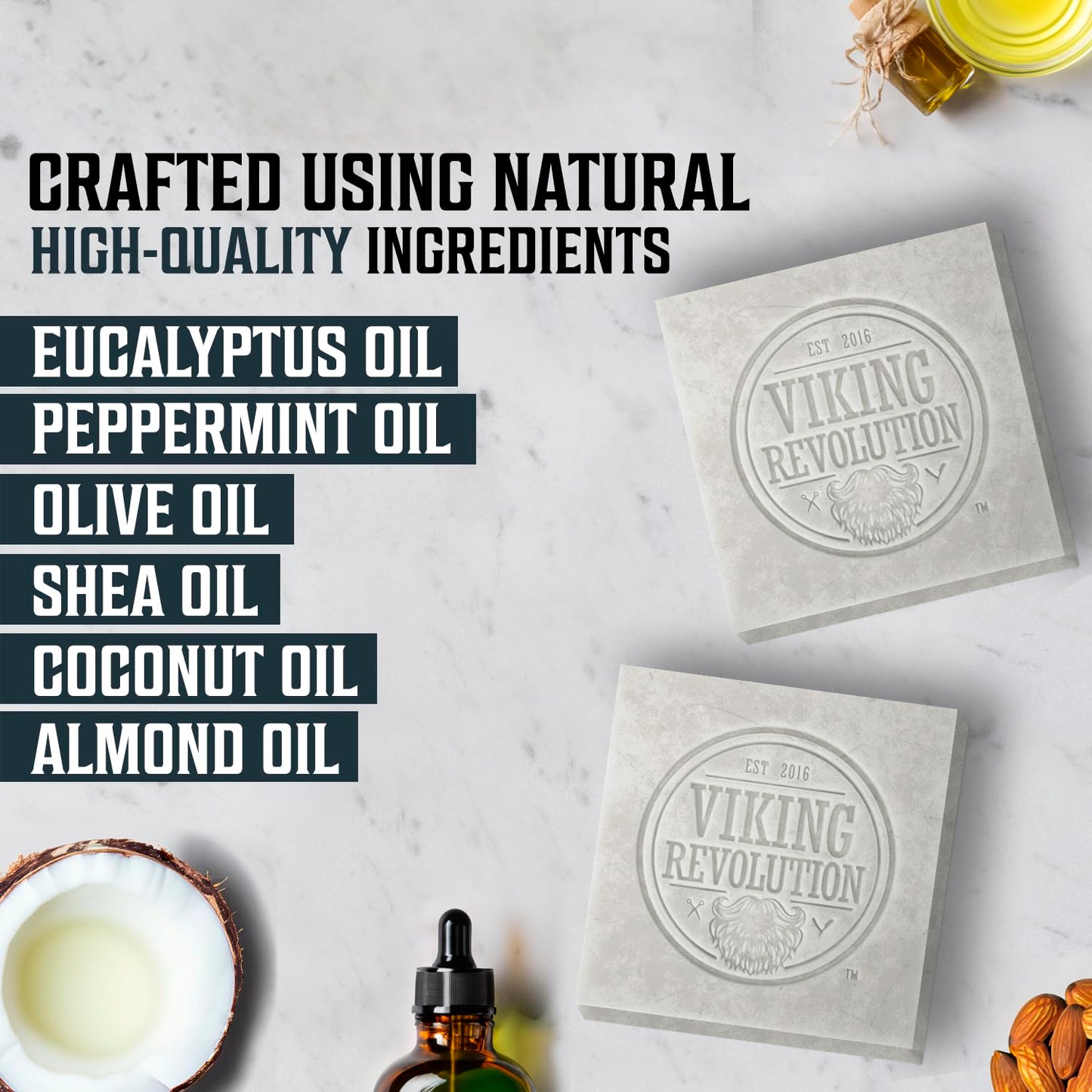 Viking Revolution Peppermint Natural Soap for Men - Eucalyptus Mens Soap Bar with Essential Oils Cold Pressed Bar Soap for Men - Nourishing Mens Bar Soap with Coconut Oil, Shea Oil, Almond Oil(2 Pack)