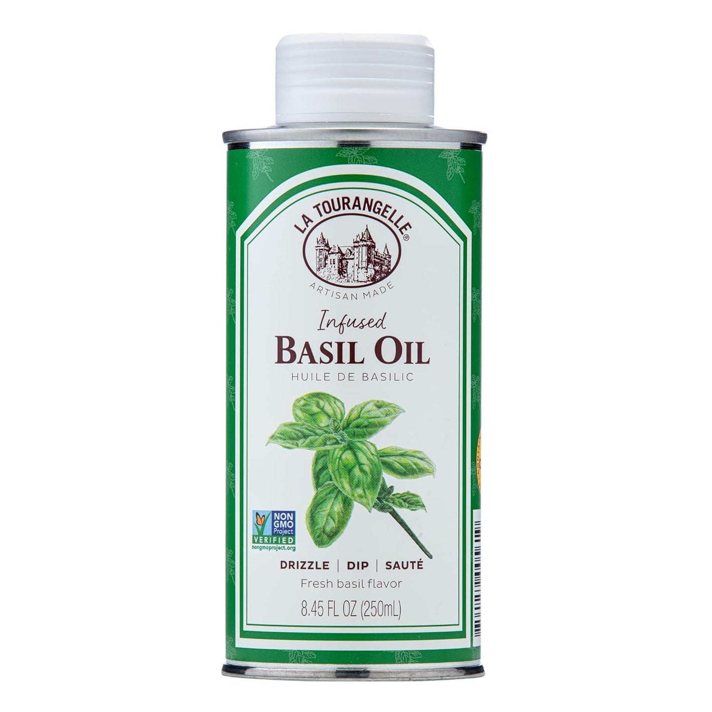 La Tourangelle, Basil Oil, Expeller-Pressed High-Oleic Oil, Great for Salads, Finishing Oil, Spread, Sauce, Dips, 8.45 fl oz