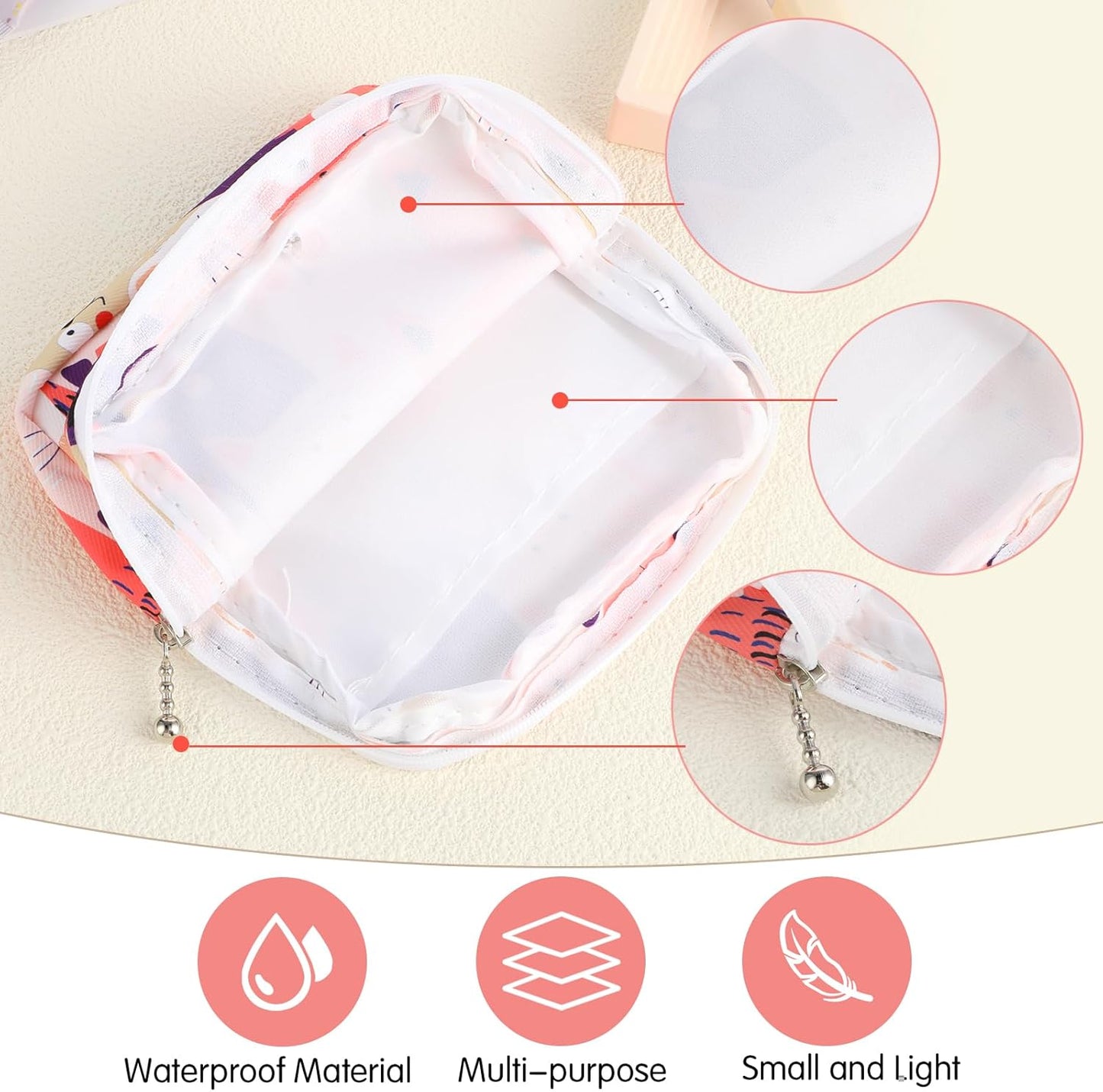Sanitary Napkin Storage Bag, Portable Period Bags for Teen Girls, Tampon Disposal Bags Teen Pads Feminine Product Organizer, First Period Kit Pouch for Girls (Cat)