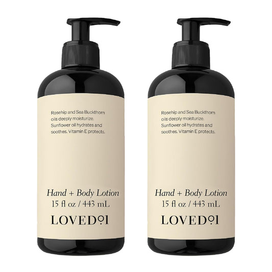Loved01 Hand & Body Lotion, John Legend Skincare, Fragrance-Free, Daily Lightweight Cream, Formulated with Shea Butter & Vitamin E, 2-Pack (15 oz each)