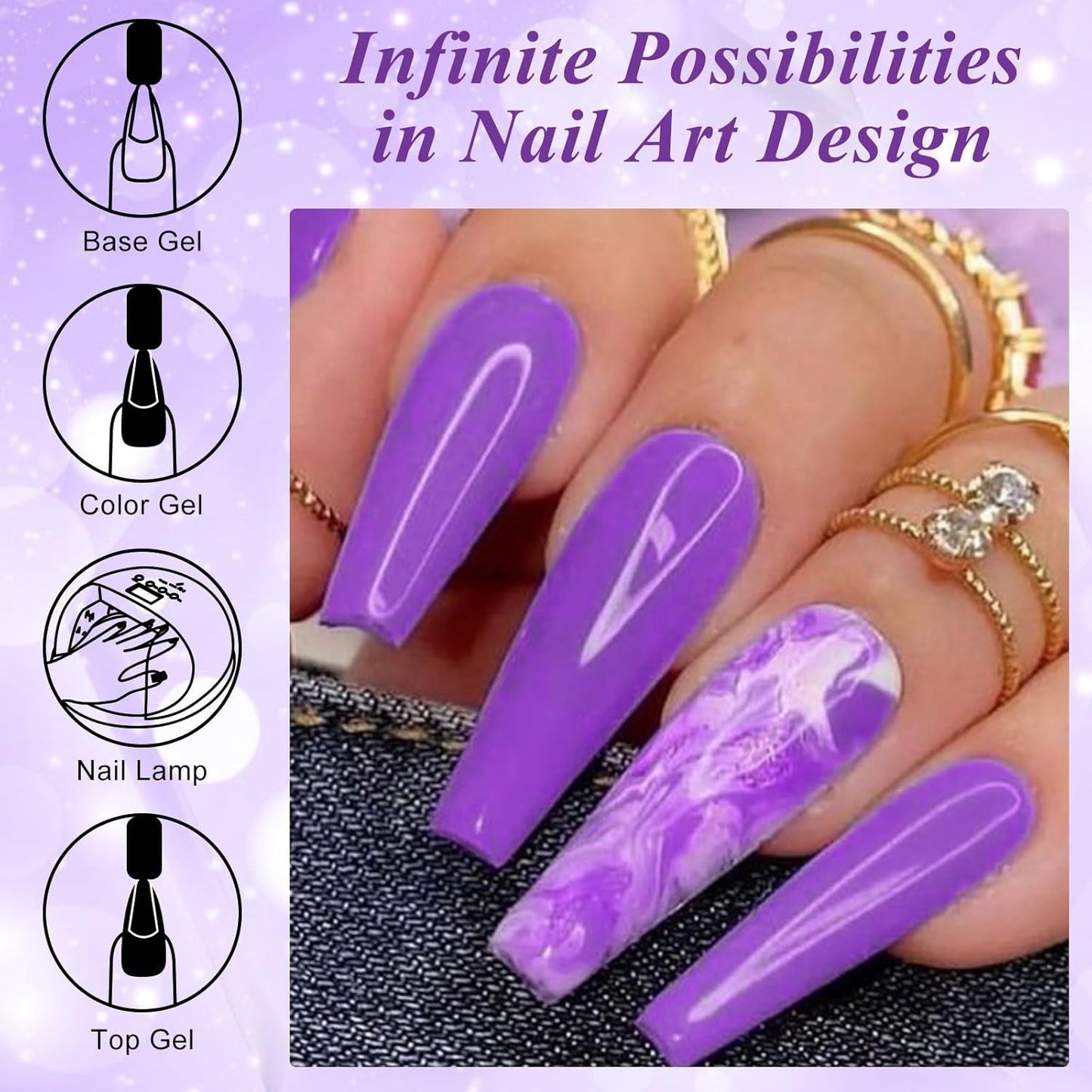 MEET ACROSS 9 Colors Gel Nail Polish + 3PCS Function Gel Nail Polish Kit,Fashion Nail Art Set Design Gifts for Women Manicure Salon (SET21, 12pcs)