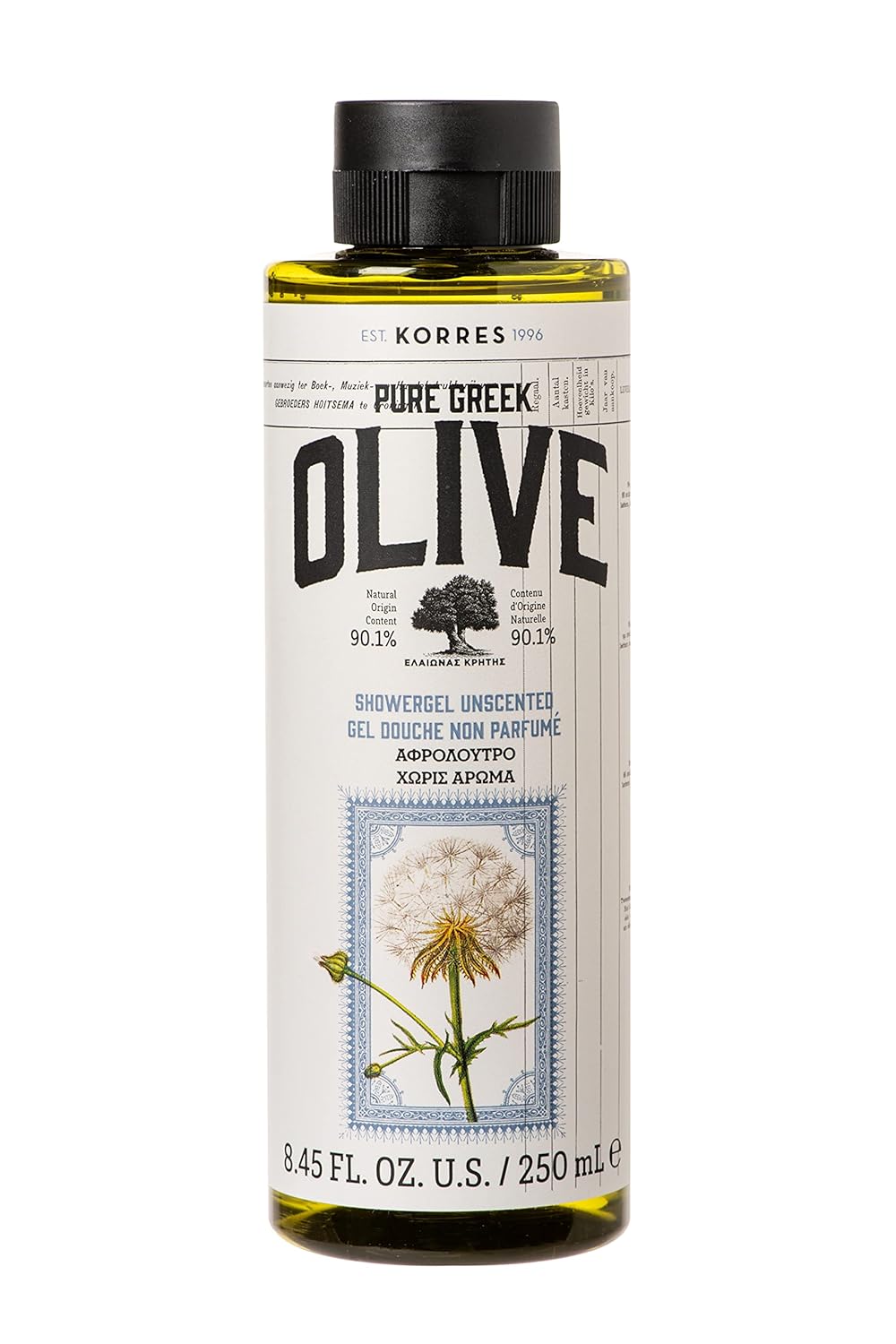 KORRES Olive Shower Gel, Unscented, 8.45 fl. oz.