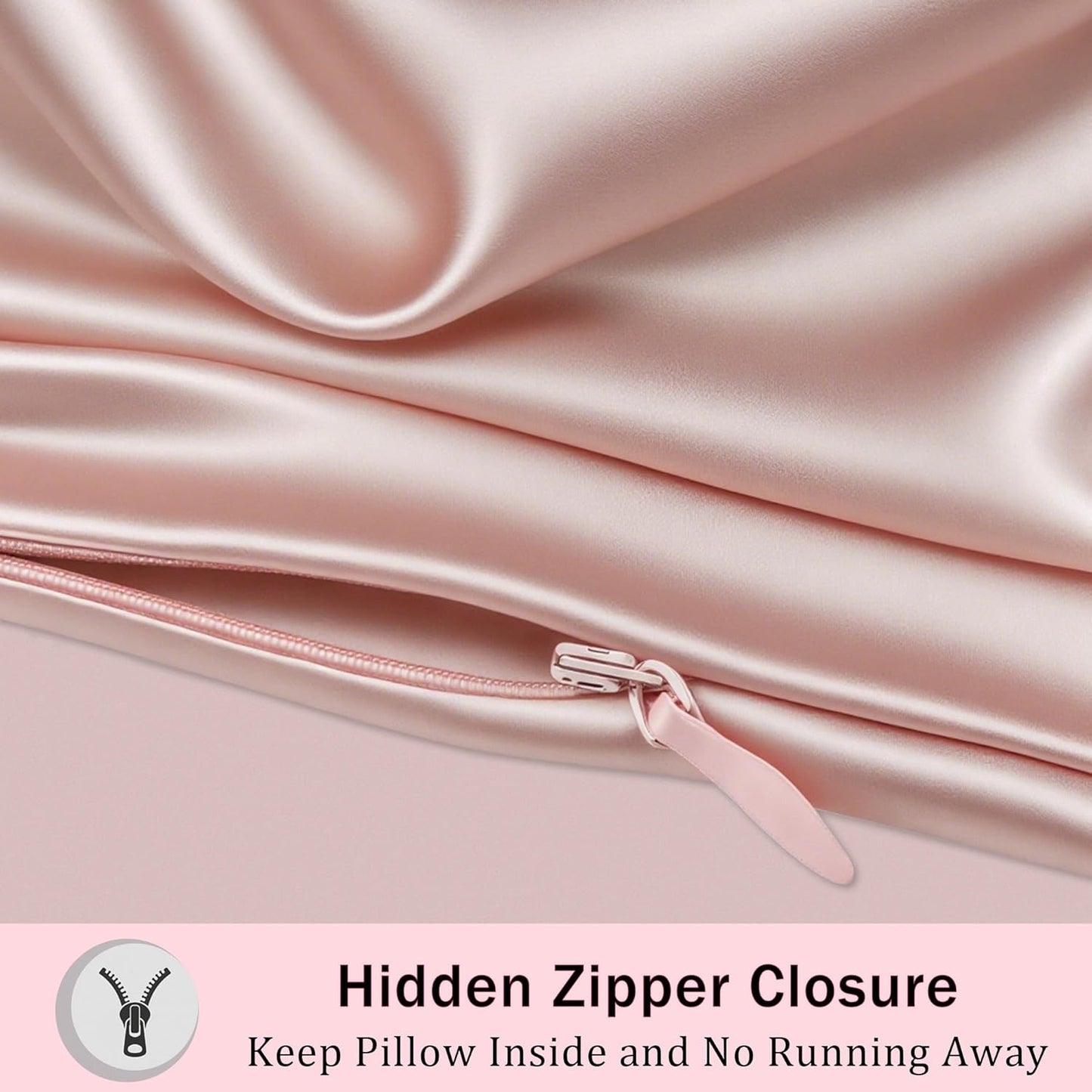 Mulberry Silk Body Pillow Pillowcase with Zipper, Ultra Smooth Soft Breathable Cooling Pillow Cases for Hot Sleepers, Silk Satin Body Pillow Cover for Hair and Skin (Pink, 20×54 Inches, 1 Pack)