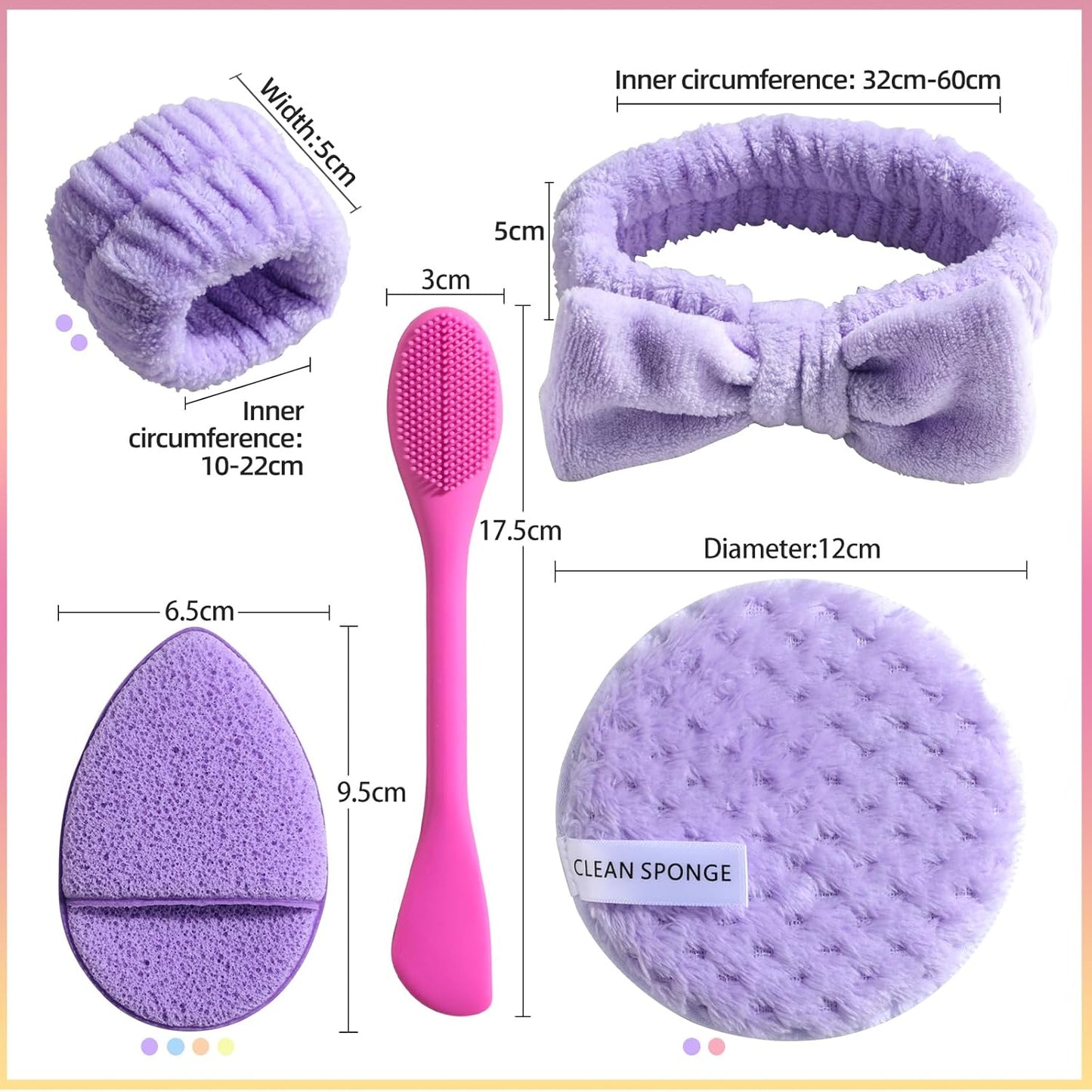 JPNK Face Sponges Cleansing Exfoliating Facial Sponges for Facial Mask Tools Removing and Makeup Remover Pads Set (Pink)