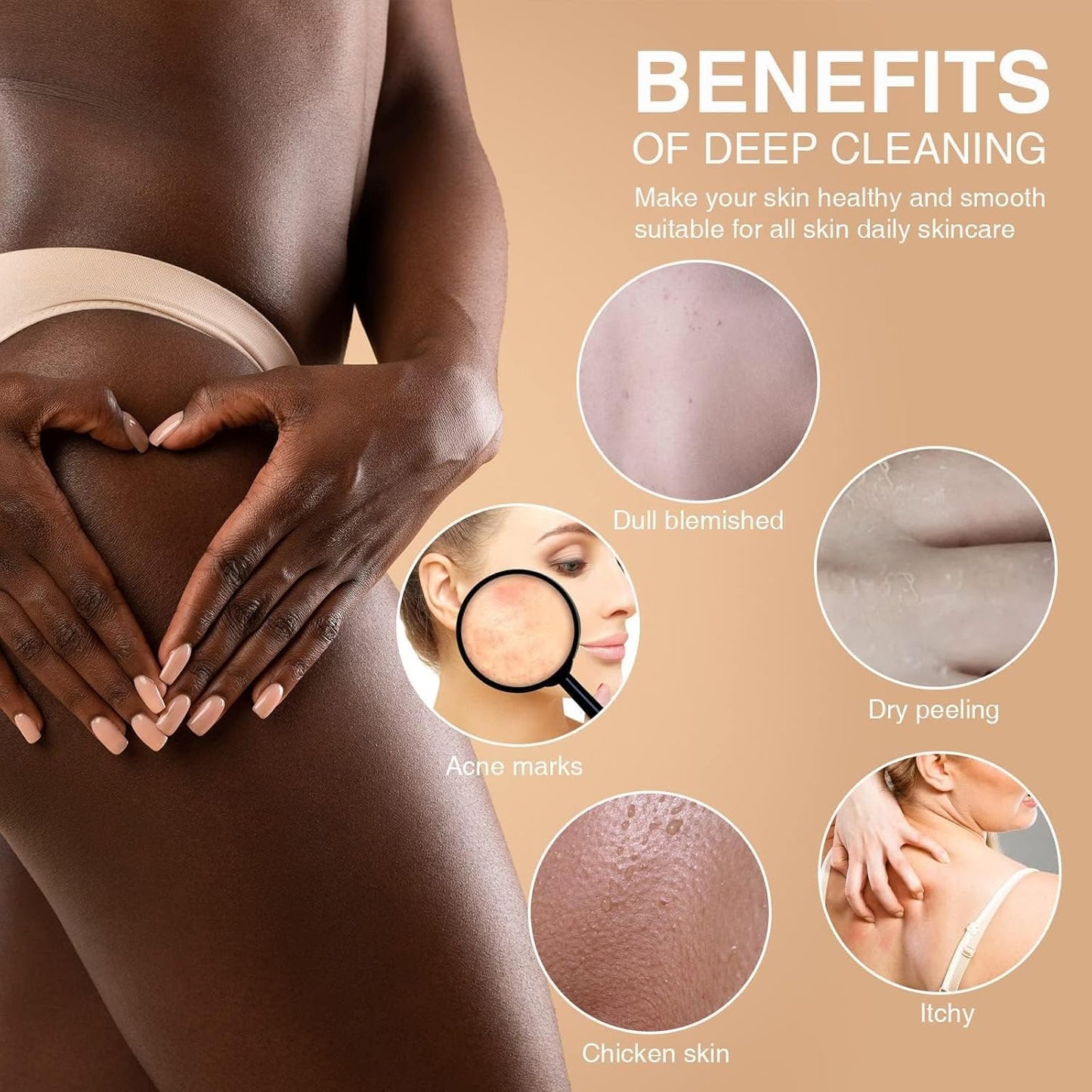 UJFQBH 3 Pieces African exfoliating net African Net Long Net Bath Sponge Exfoliating Shower Body Scrubber Back Scrubber Skin Smoother,Great for Daily Use (Purple Gray Blue)